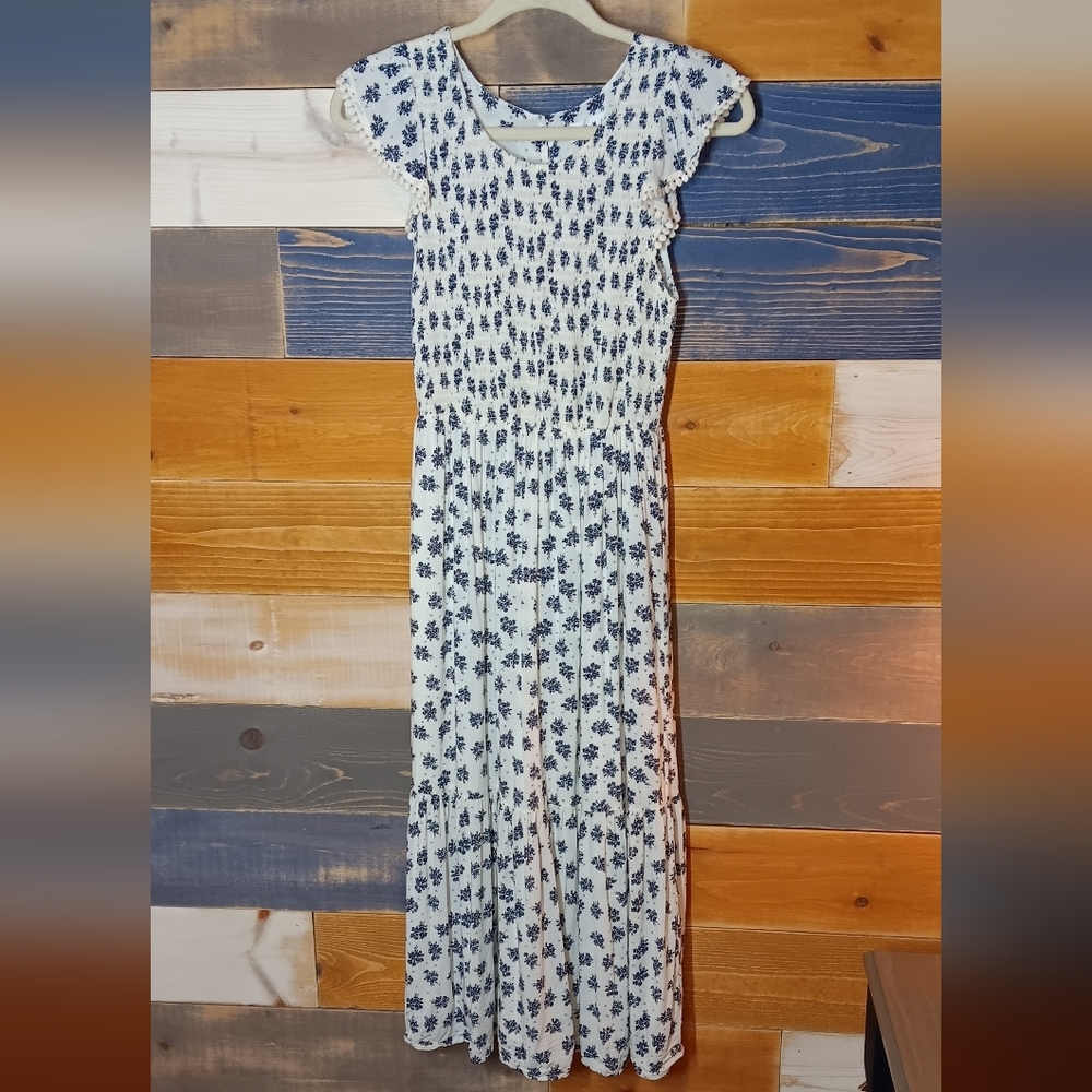 THML Midi Floral Dress XS Black Ivory Prairie
